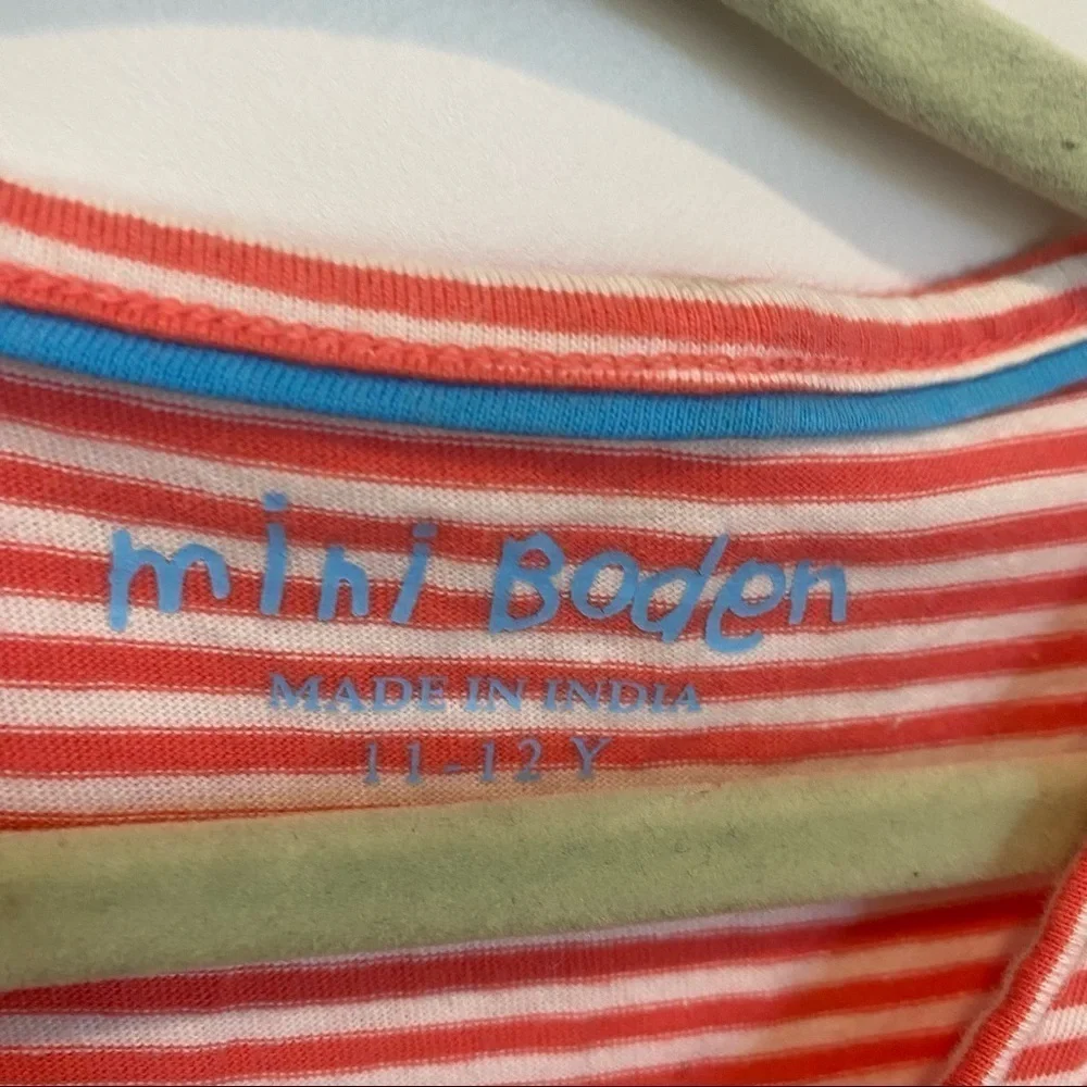 Mini Boden red stripped sleeveless summer dress 11/12Y